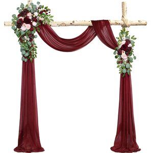 8544 Burgundy Wedding Artificial Arch Flowers Kit Pack of 3 With 26Ft Shiny